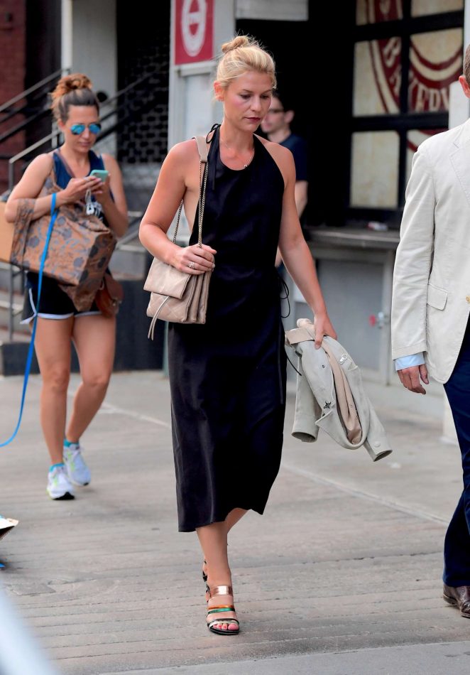 Claire Danes in Black Dress Out in New York